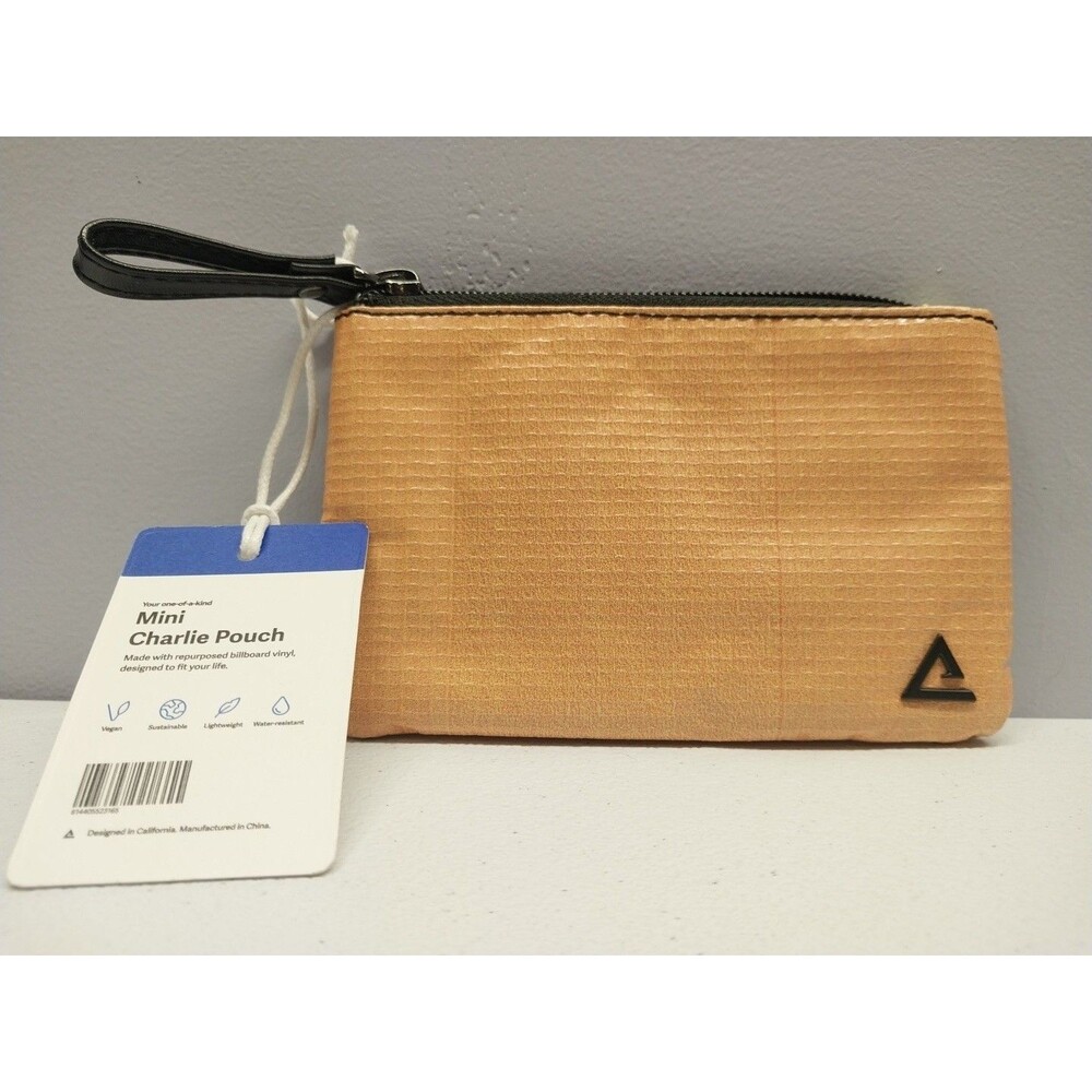 RAREFORM Mini Charlie Pouch Orange Upcycled Billboard Vinyl Wristlet NWT